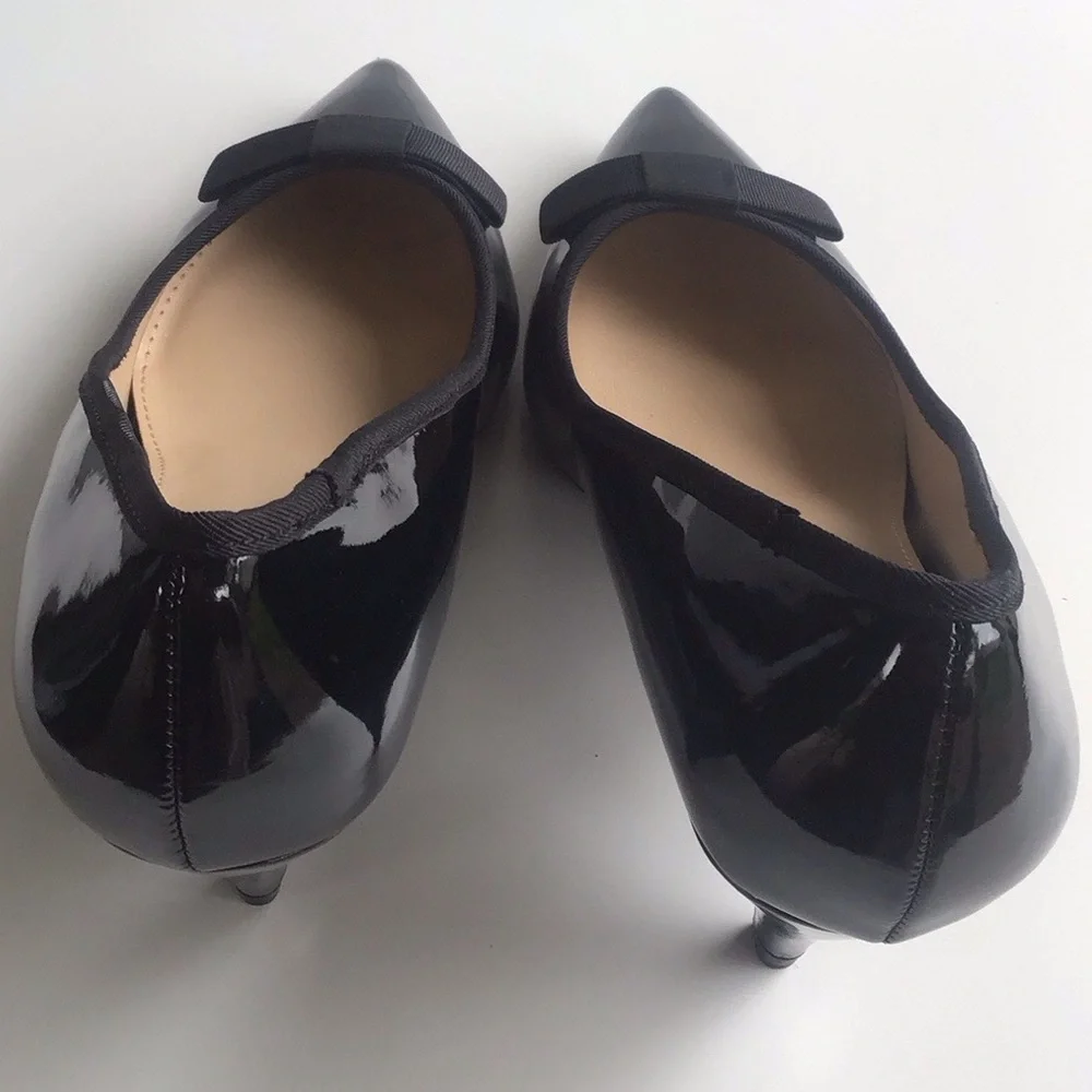 Zara black pointy bow patent heels